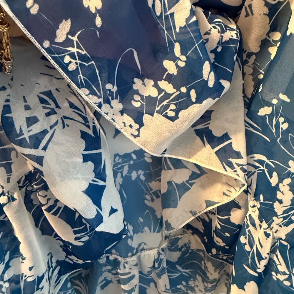 Blue and White Floral Dress - Picture 3 of 4